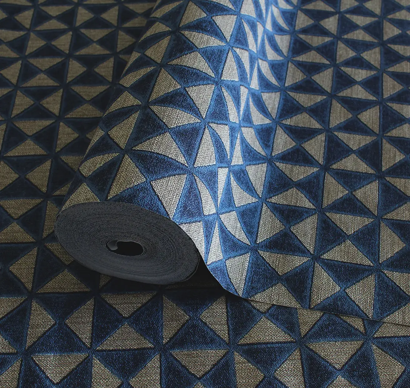 Blue Embossed Wallpaper – Glittering Accents (24105-4)